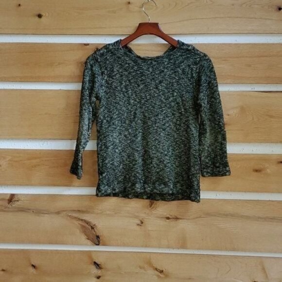 Blue Canoe Organic Green & Black Tweed Scoop Neck Sz S Sweater - Picture 5 of 7